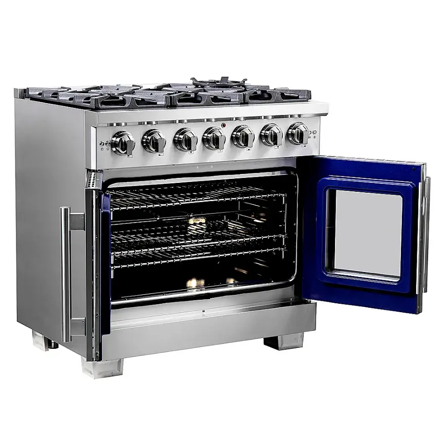 Alt View 2. Forno Appliances - Capriasca 5.36 Cu. Ft. Freestanding Gas Range with French Doors and LP Conversion - Silver.