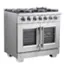 Left. Forno Appliances - Capriasca 5.36 Cu. Ft. Freestanding Gas Range with French Doors and LP Conversion - Silver.