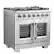 Left. Forno Appliances - Capriasca 5.36 Cu. Ft. Freestanding Gas Range with French Doors and LP Conversion - Silver.