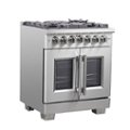 Angle. Forno Appliances - Capriasca 4.32 Cu. Ft. Freestanding Dual Fuel Range with French Doors and Convection Oven - Stainless Steel.