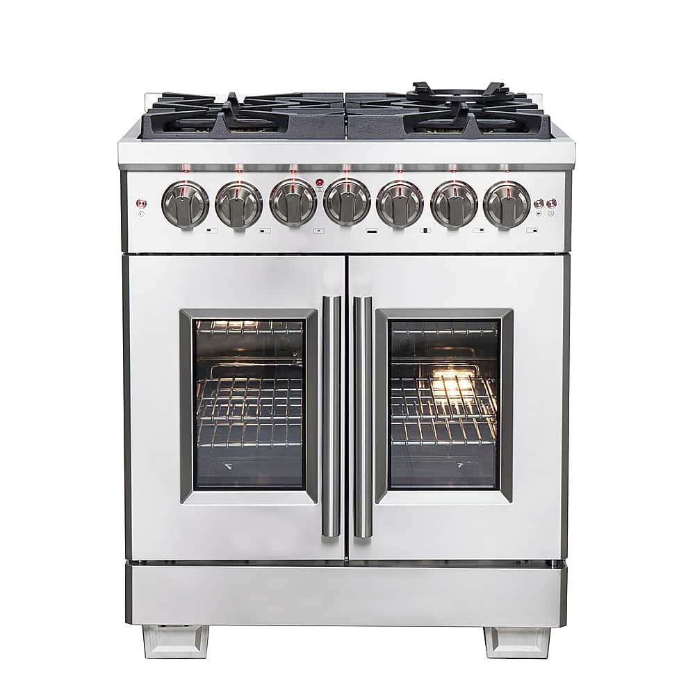 Forno Appliances - Capriasca 4.32 Cu. Ft. Freestanding Dual Fuel Range with French Doors and Convection Oven - Stainless Steel - Front_Zoom
