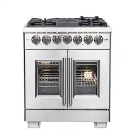 Forno Appliances - Capriasca 4.32 Cu. Ft. Freestanding Dual Fuel Range with French Doors and Convection Oven - Stainless Steel