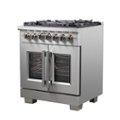 Left. Forno Appliances - Capriasca 4.32 Cu. Ft. Freestanding Dual Fuel Range with French Doors and Convection Oven - Stainless Steel.