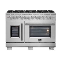 Forno Appliances - Capriasca 6.58 Cu. Ft. Freestanding Double Oven Dual Fuel Range with Left Oven Swing Door - Stainless Steel - Front_Zoom