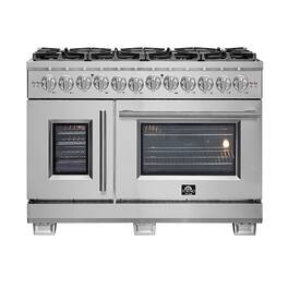 Forno Appliances - Capriasca 6.58 Cu. Ft. Freestanding Double Oven Dual Fuel Range with Left Oven Swing Door - Stainless Steel