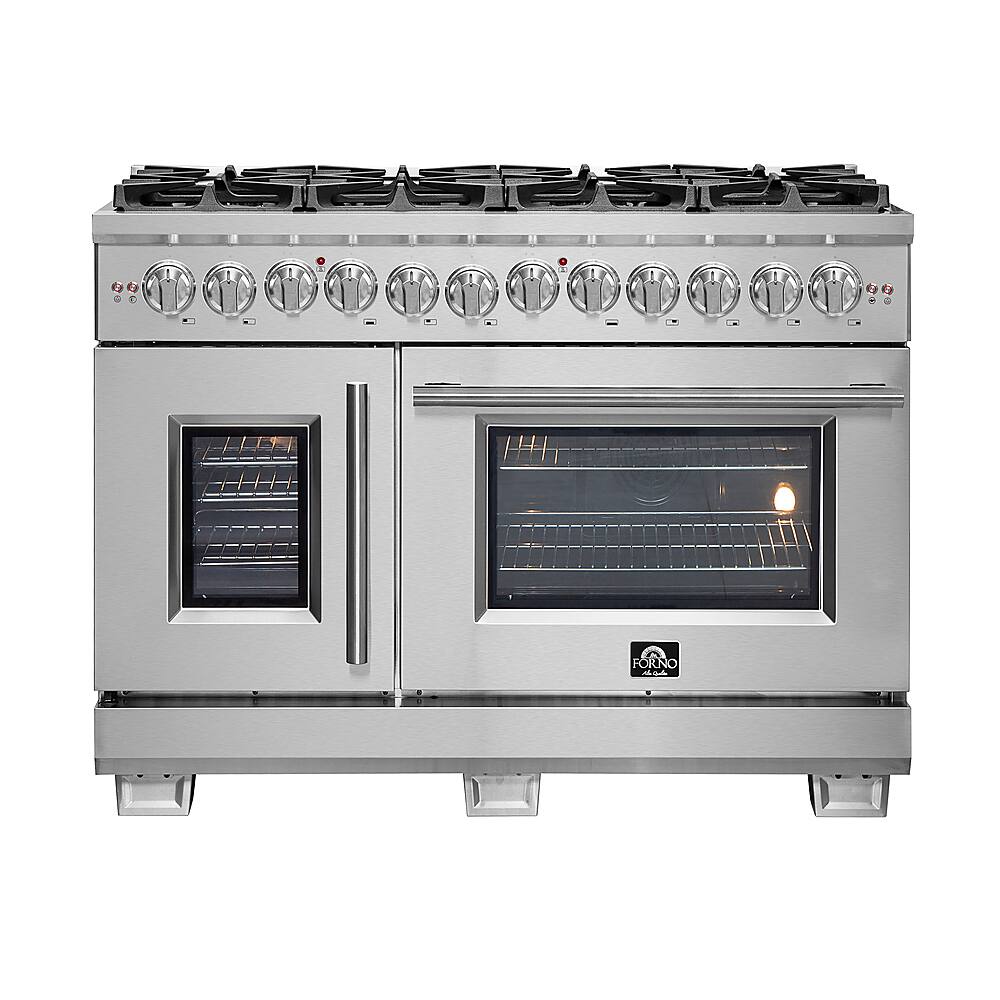 Front. Forno Appliances - Capriasca 6.58 Cu. Ft. Freestanding Double Oven Dual Fuel Range with Left Oven Swing Door - Stainless Steel.