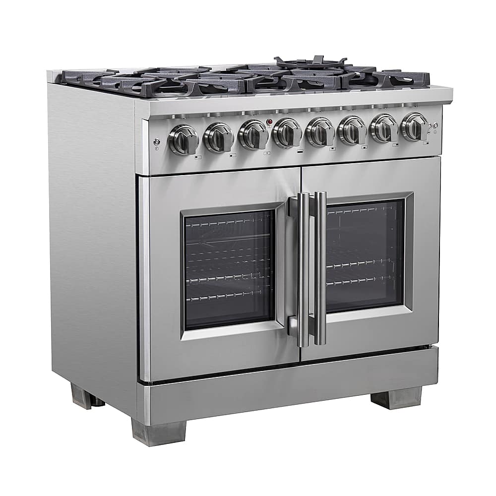 Angle View: Forno Appliances - Capriasca 5.36 Cu. Ft. Freestanding Dual Fuel Range with French Doors and Convection Oven