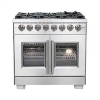 Forno Appliances - Capriasca 5.36 Cu. Ft. Freestanding Dual Fuel Range with French Doors and Convection Oven - Stainless Steel - Front_Zoom
