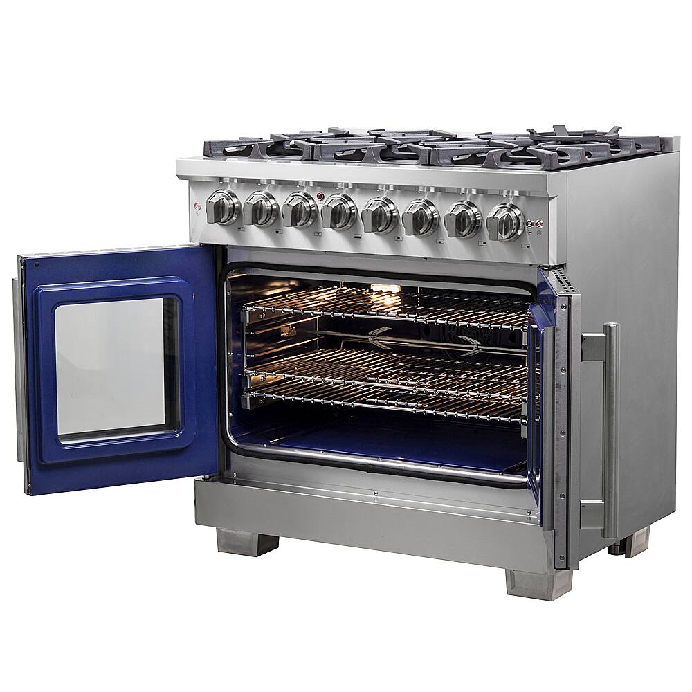 Alt View 11. Forno Appliances - Capriasca 5.36 Cu. Ft. Freestanding Dual Fuel Range with French Doors and Convection Oven - Stainless Steel.
