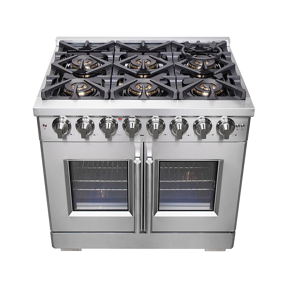 Alt View 12. Forno Appliances - Capriasca 5.36 Cu. Ft. Freestanding Dual Fuel Range with French Doors and Convection Oven - Stainless Steel.