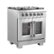 Angle. Forno Appliances - Capriasca 4.32 Cu. Ft. Freestanding Gas Range with French Doors and LP Conversion - Silver.