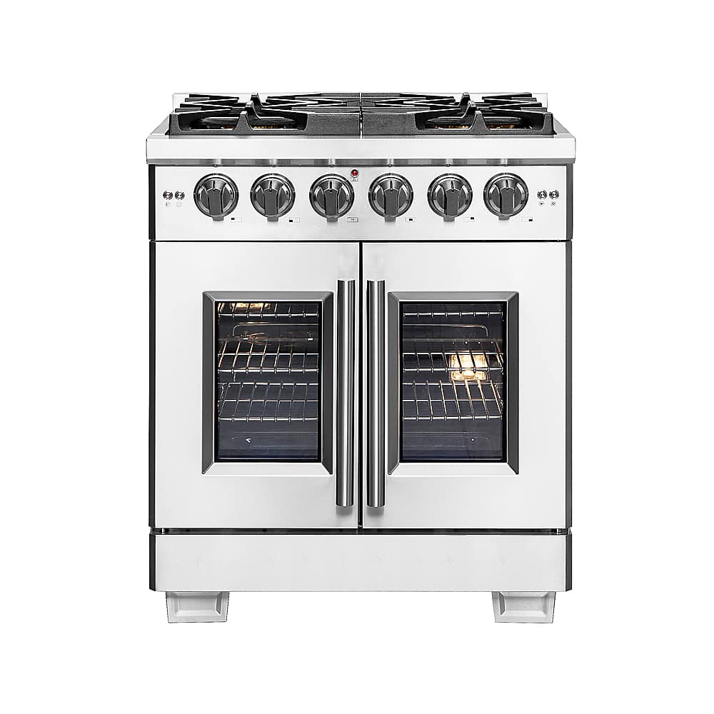 Front. Forno Appliances - Capriasca 4.32 Cu. Ft. Freestanding Gas Range with French Doors and LP Conversion - Silver.