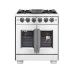 Front. Forno Appliances - Capriasca 4.32 Cu. Ft. Freestanding Gas Range with French Doors and LP Conversion - Silver.