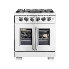 Forno Appliances - Capriasca 4.32 Cu. Ft. Freestanding Gas Range with French Doors and LP Conversion - Silver