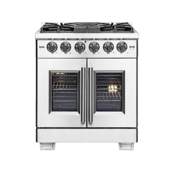 Front Zoom. Forno Appliances - Capriasca 4.32 Cu. Ft. Freestanding Gas Range with French Doors and LP Conversion - Silver.