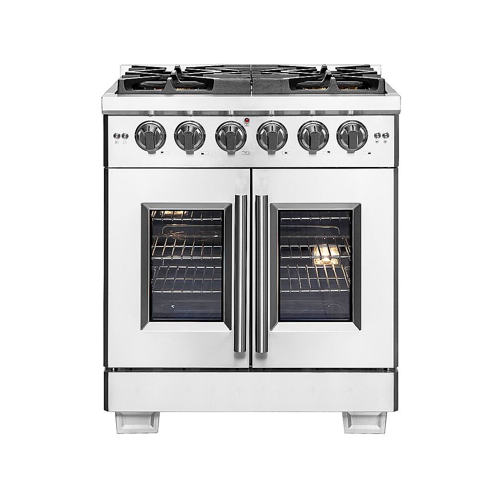Front. Forno Appliances - Capriasca 4.32 Cu. Ft. Freestanding Gas Range with French Doors and LP Conversion - Silver.