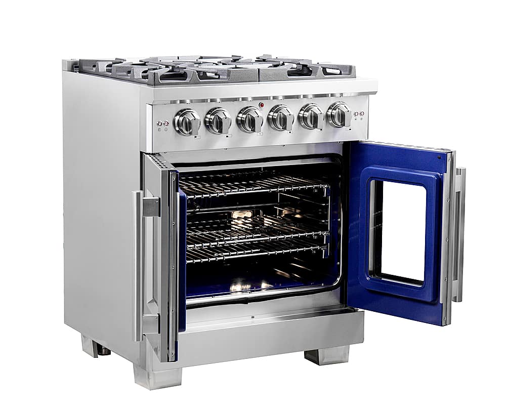 Alt View 11. Forno Appliances - Capriasca 4.32 Cu. Ft. Freestanding Gas Range with French Doors and LP Conversion - Silver.