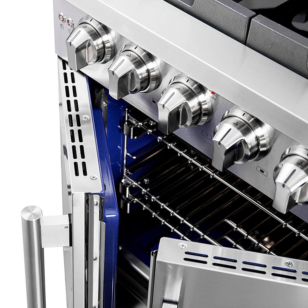 Alt View 12. Forno Appliances - Capriasca 4.32 Cu. Ft. Freestanding Gas Range with French Doors and LP Conversion - Silver.