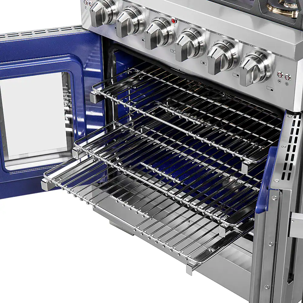 Alt View 19. Forno Appliances - Capriasca 4.32 Cu. Ft. Freestanding Gas Range with French Doors and LP Conversion - Silver.