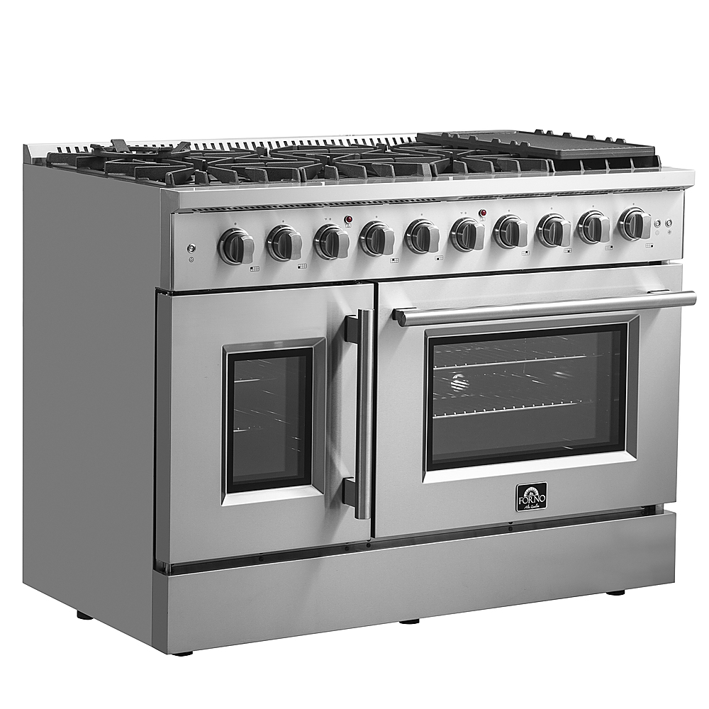 Angle View: Forno Appliances - Galiano 6.58 Cu. Ft. Freestanding Double Oven Gas Range with Left Swing Door