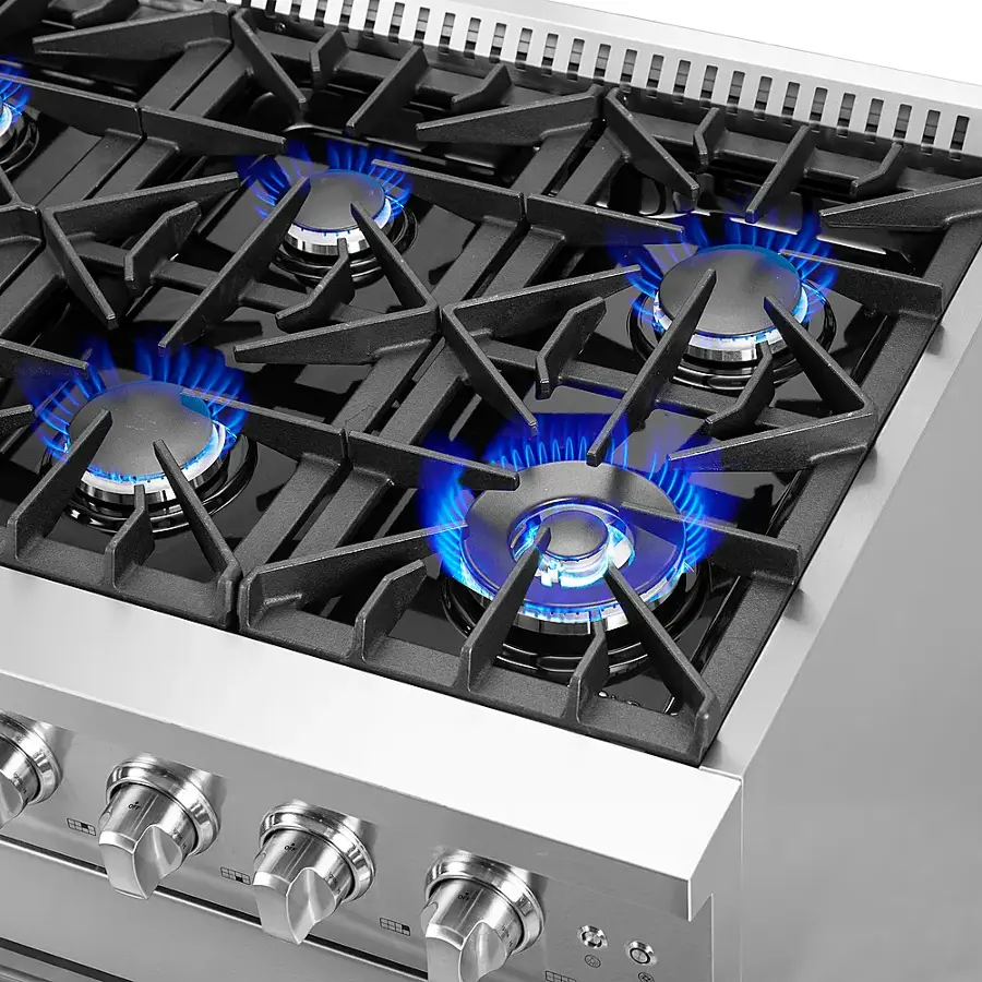 Alt View 11. Forno Appliances - Galiano 6.58 Cu. Ft. Freestanding Double Oven Gas Range with Left Swing Door - Silver.