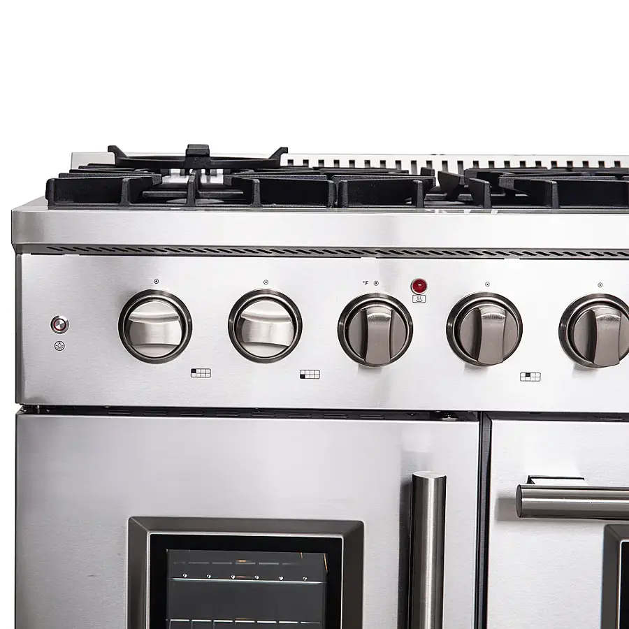 Alt View 12. Forno Appliances - Galiano 6.58 Cu. Ft. Freestanding Double Oven Gas Range with Left Swing Door - Silver.