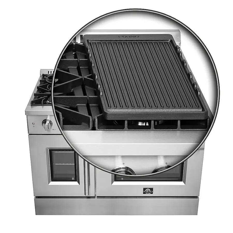 Alt View 13. Forno Appliances - Galiano 6.58 Cu. Ft. Freestanding Double Oven Gas Range with Left Swing Door - Silver.