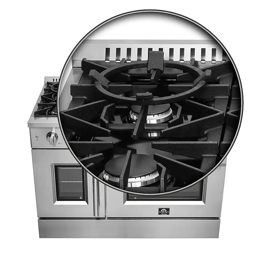 Alt View 14. Forno Appliances - Galiano 6.58 Cu. Ft. Freestanding Double Oven Gas Range with Left Swing Door - Silver.