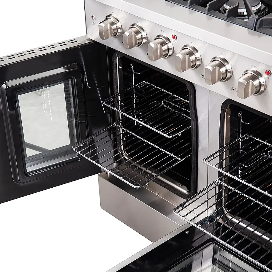 Alt View 17. Forno Appliances - Galiano 6.58 Cu. Ft. Freestanding Double Oven Gas Range with Left Swing Door - Silver.