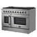 Left. Forno Appliances - Galiano 6.58 Cu. Ft. Freestanding Double Oven Gas Range with Left Swing Door - Silver.