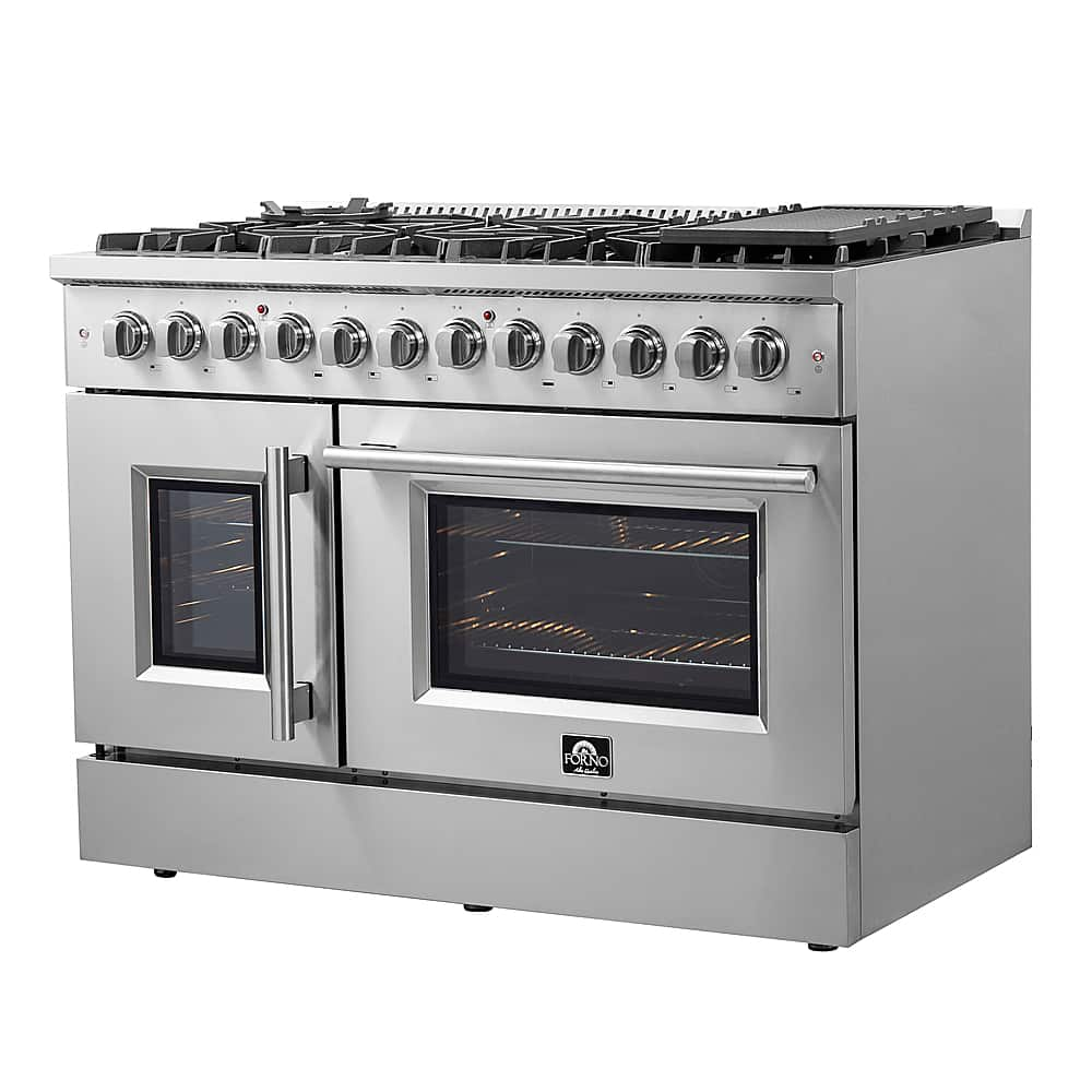 Angle View: Forno Appliances - Galiano 6.58 Cu. Ft. Freestanding Double Oven Dual Fuel Range with Left Swing Door and Air Fry Function