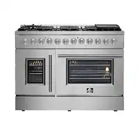 Forno Appliances - Galiano 6.58 Cu. Ft. Freestanding Double Oven Dual Fuel Range with Left Swing Door and Air Fry Function - Stainless Steel - Front_Zoom