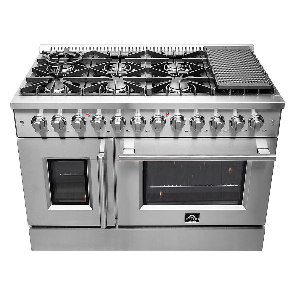 Alt View 11. Forno Appliances - Galiano 6.58 Cu. Ft. Freestanding Double Oven Dual Fuel Range with Left Swing Door and Air Fry Function - Stainless Steel.