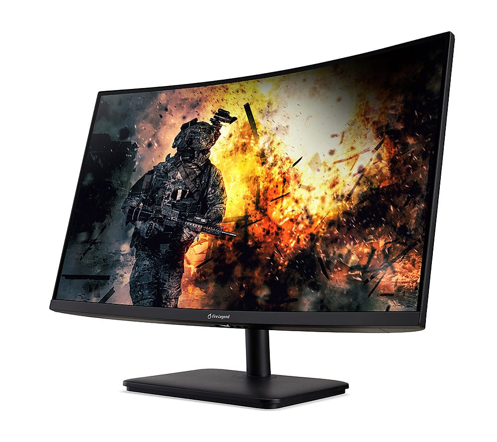 Left. Acer - AOPEN 27HC5R Vbiipx 27” LED FHD Curved FreeSync Monitor (DisplayPort, HDMI ) - Black.