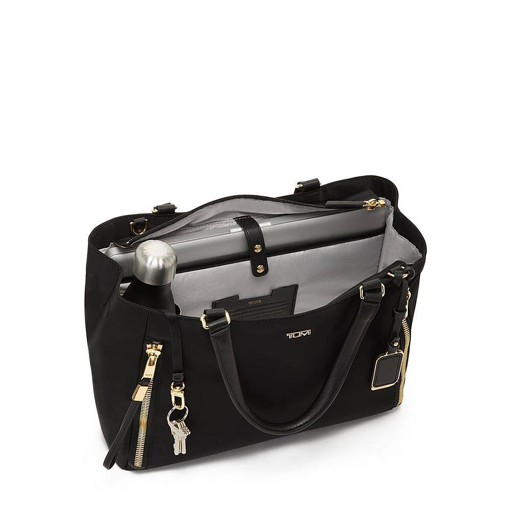 Angle. TUMI - Voyageur Valetta Medium Tote - Black/Gold.