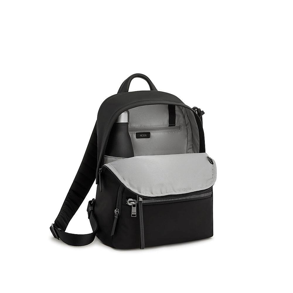 Left View: TUMI - Voyageur Denver Backpack - Black/Gunmetal