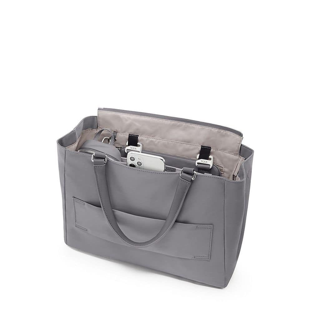 Left View: TUMI - Voyageur Valetta Medium Tote - Fog