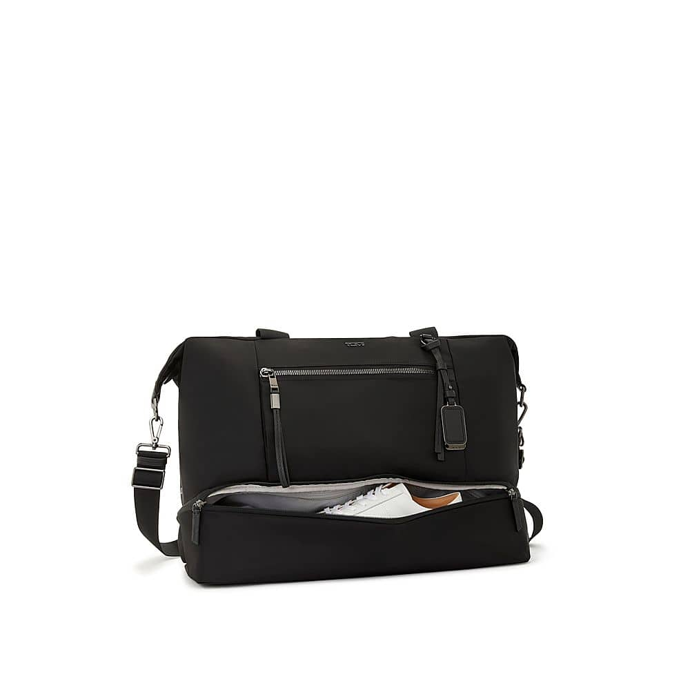 Left View: TUMI - Voyageur Continental Weekender - Black/Gunmetal