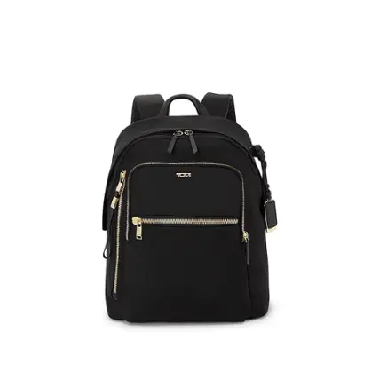 Front. TUMI - Voyageur Halsey Backpack - Black/Gold.