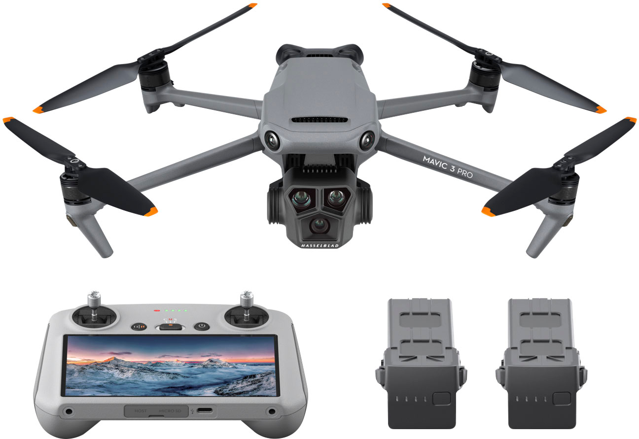 DJI - Mavic 3 Pro Fly More Combo Drone and RC Remote Control with Built-in Screen - Gray