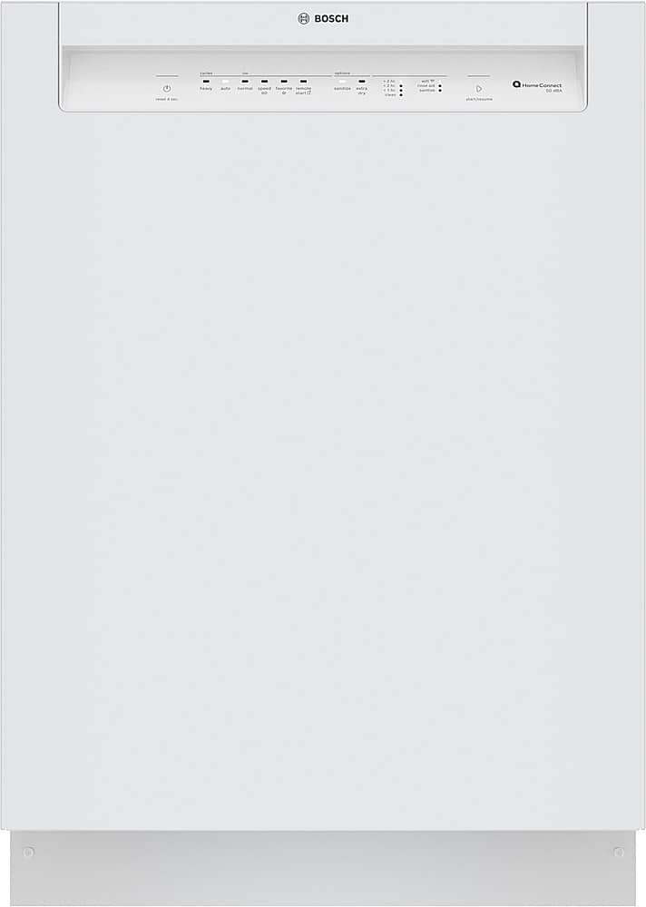 Bosch - 100 Series 24" Front Control Smart Built-In Hybrid Stainless Steel Tub Dishwasher with 50dBA - White - Front_Zoom