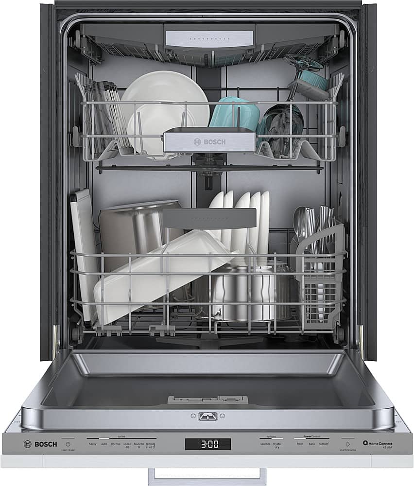 Alt View 2. Bosch - 800 Series 24" Top Control Smart Built-In Stainless Steel Tub Dishwasher with 3rd Rack and RackMatic, 42 dBA - Custom Panel Ready.