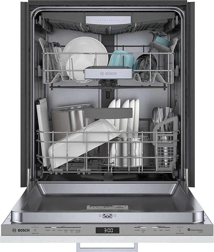 Alt View 2. Bosch - 800 Series 24" Top Control Smart Built-In Stainless Steel Tub Dishwasher with 3rd Rack and RackMatic, 42 dBA - Custom Panel Ready.