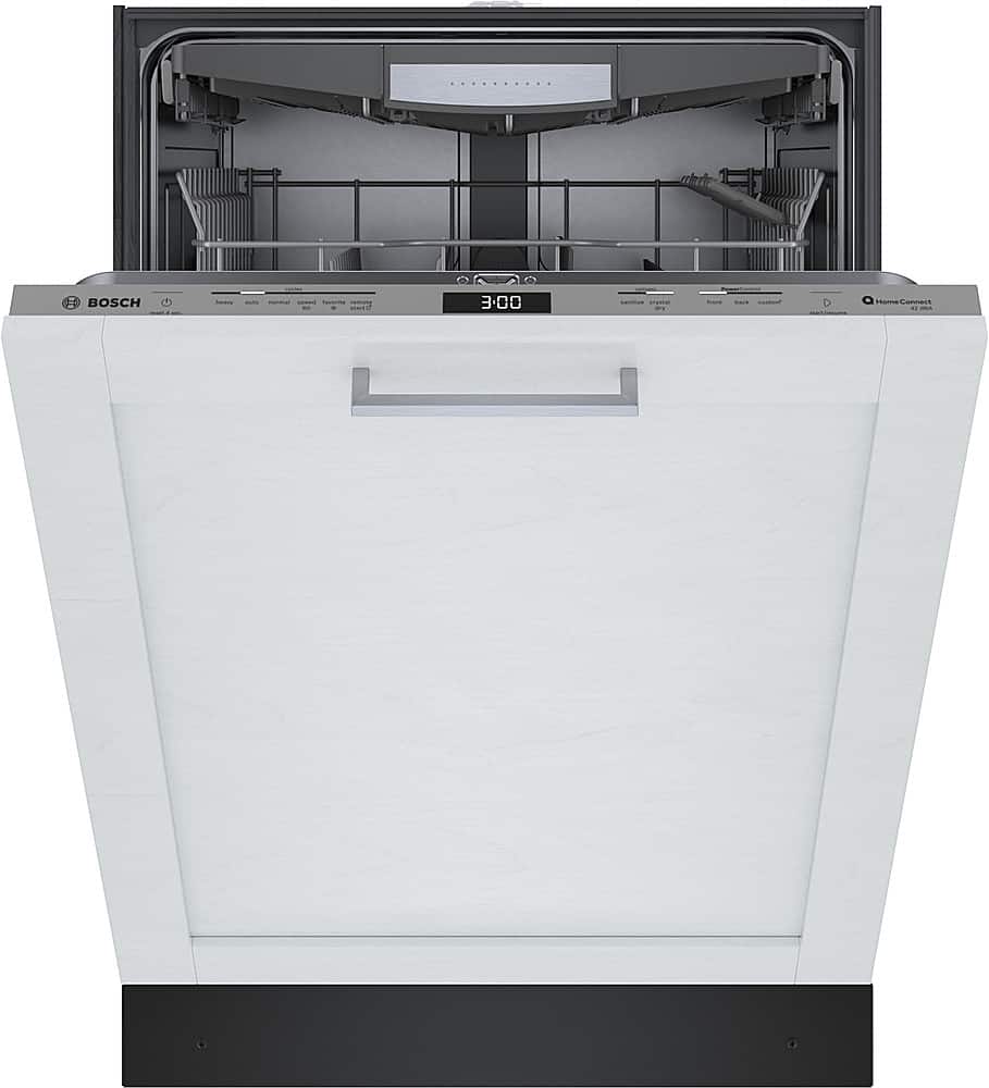 Left. Bosch - 800 Series 24" Top Control Smart Built-In Stainless Steel Tub Dishwasher with 3rd Rack and RackMatic, 42 dBA - Custom Panel Ready.