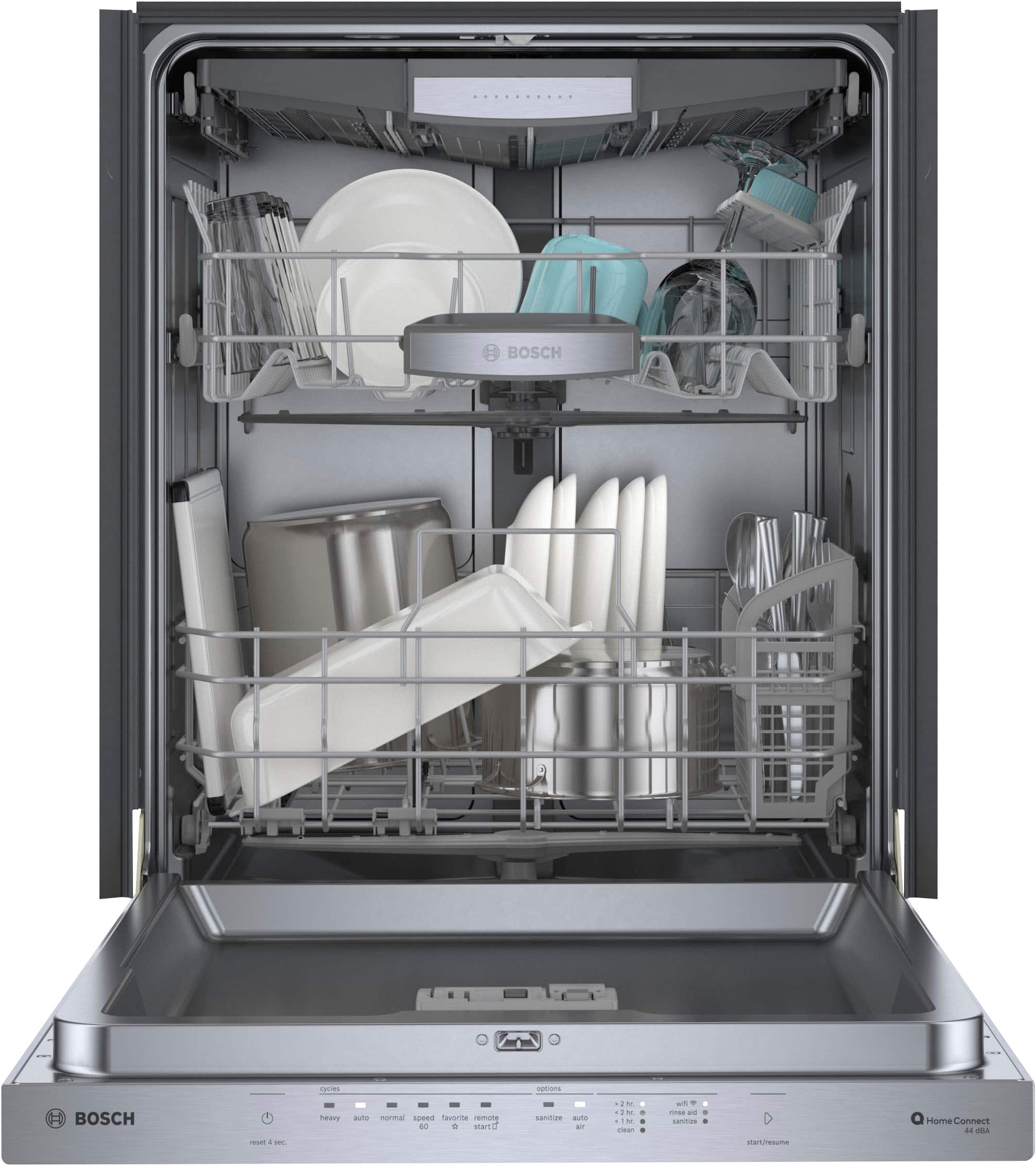 Alt View 2. Bosch - 500 Series 24" Top Control Smart Built-In Stainless Steel Tub Dishwasher with 3rd Rack and AutoAir, 44dBA - Stainless Steel.