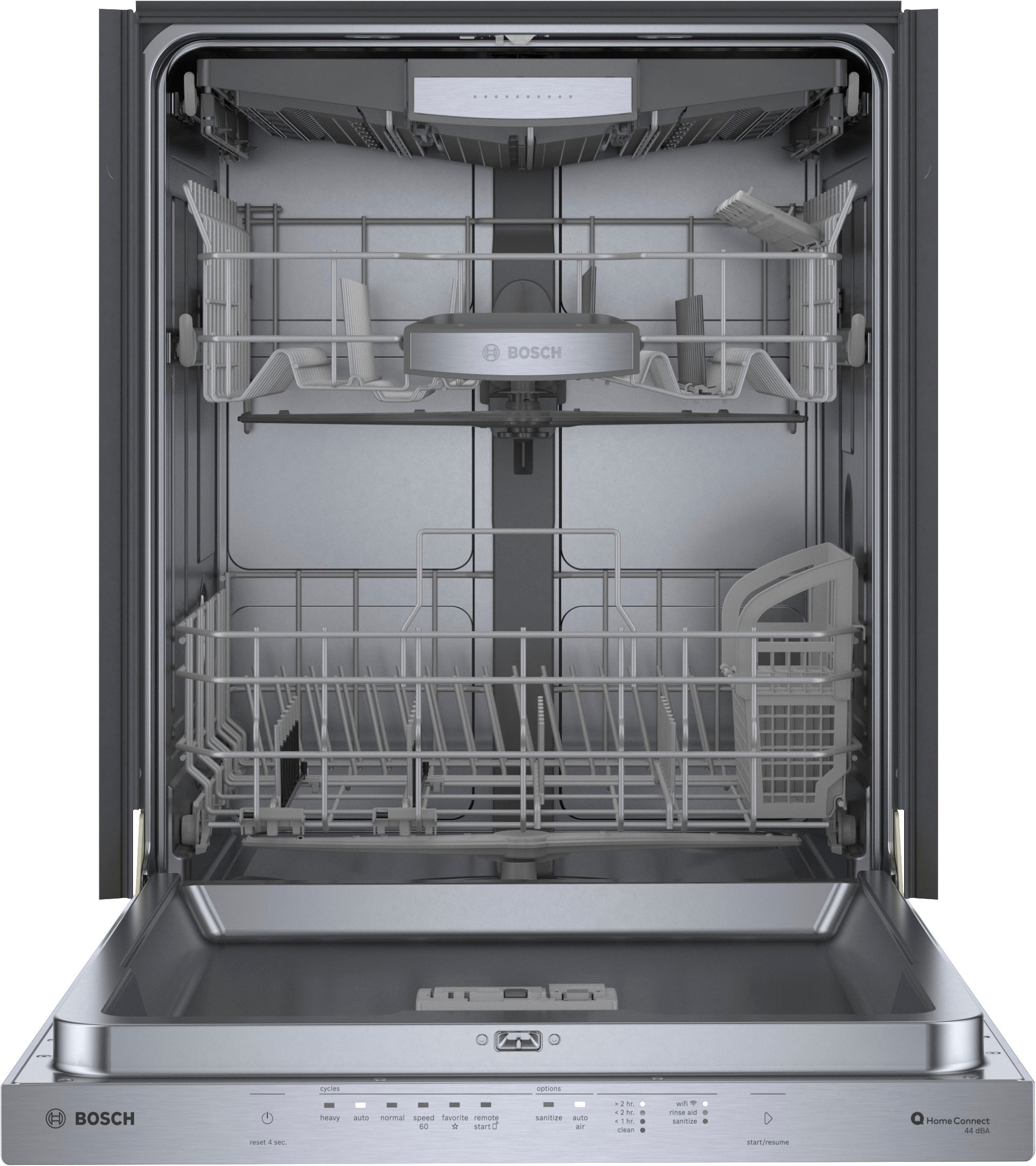 Left View: GE - Top Control Built In Dishwasher with Sanitize Cycle and Dry Boost, 52 dBA - Stainless Steel