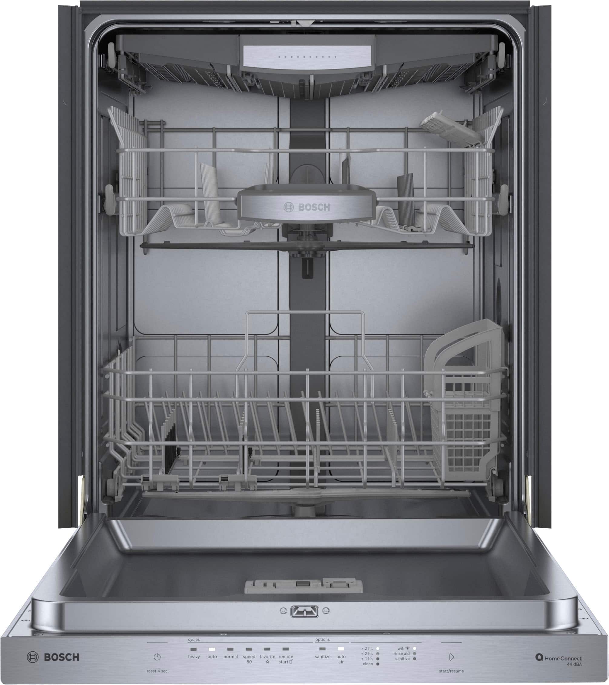 Left. Bosch - 500 Series 24" Top Control Smart Built-In Stainless Steel Tub Dishwasher with 3rd Rack and AutoAir, 44dBA - Stainless Steel.