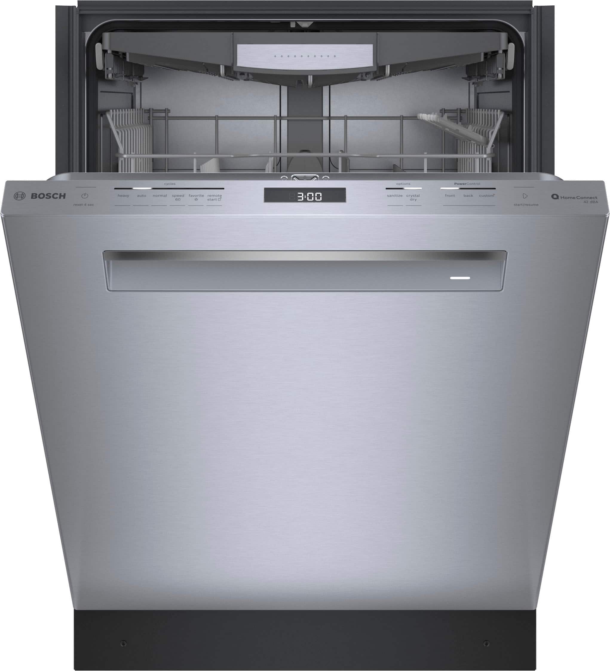 Left. Bosch - 800 Series 24 " Top Control Smart Built-In Stainless Steel Tub Dishwasher with 3rd Rack and CrystalDry, 42dBA - Stainless Steel.