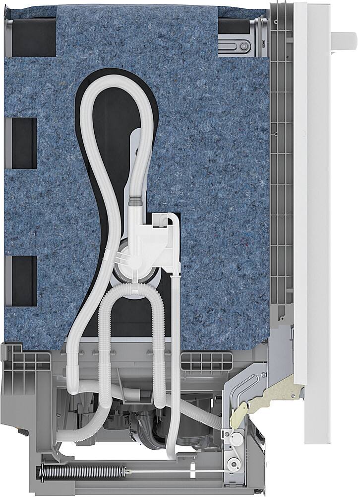 Angle. Bosch - 100 Series Premium 24" Top Control Smart Built-In Hybrid Stainless Steel Tub Dishwasher with 3rd Rack, 46 dBA - White.