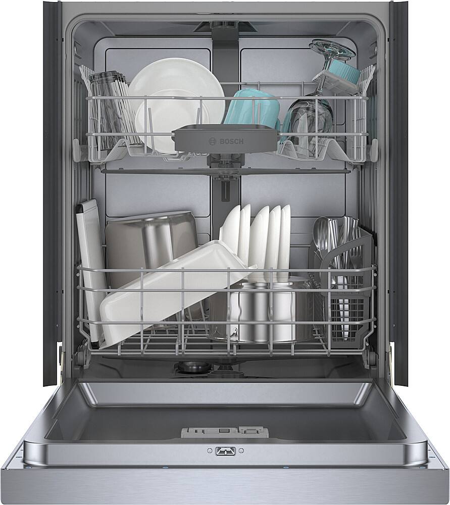 Alt View 2. Bosch - 100 Series 24" Front Control Smart Built-In Hybrid Stainless Steel Tub Dishwasher with PureDry, 50dBA - Stainless Steel.